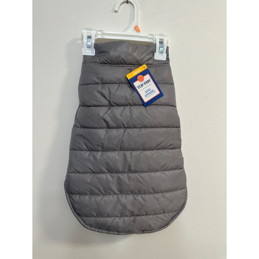 Top Paw Gray Quilted Dog Puffer Jacket Size Medium NWT Winter Outdoor